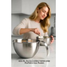 Renas Store Inox Çelik Profesyonel Ölçülü Karıştırma Kabı - 400 ml Sos & Hazırlık Şefi Serisi