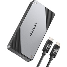 Vention USB 4,0 Thunderbolt 4 / 3 Uyumlu M.2 Nvme SSD Kutusu Alüminyum Alaşım 40 Gbps Type-C Aktif Fan Soğutmalı - Gri (Kpz)