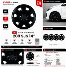 Drs Tuning Hyundai Uyumlu 14 Inç Kırılmaz Parlak Siyah Jant Kapağı 1 Takım 4 Adet NO:209