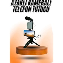 Renas Store Telefon Tutucu Mini Mikrofonlu Tripod Vlog Çekim Video