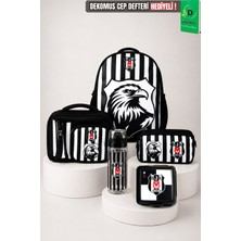 x Dekomus Lisanslı Beşiktaş Özel Tasarım 3D Kartal Küçük Boy Anaokul,beslenme ve Kalem Çantası,matara,beslenme Kabı Seti
