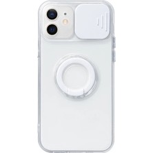Renas Store Ally iPhone 11 6.1inç Kılıf Sürgülü Kamera Lens Korumalı Yüzük Standlı Silikon KILIF-(5775)