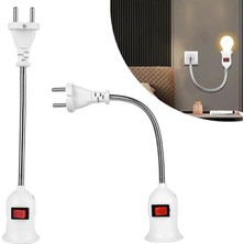 Renas Store Ledx DY-112 Prizden E27 Duya Dönüştürücü 26CM Spiralli Anahtarlı Duy