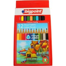 Bigpoint BP943-12 Jumbo Üçgen Kuru Boya Kalemi 12 Renk