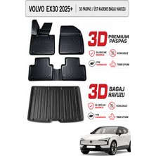 Elorcar Volvo EX30 2025+ 3D Premium Paspas Seti / 3D Üst Kademe Bagaj Havuzu