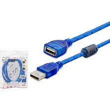 Aslanoğlu Store USB Uzatma Kablosu 3 M - Şeffaf Mavi̇ HDX7535