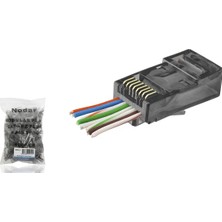Renas Store Cat6 Ez RJ45 Konnektör - 100 Adet Siyah / Ekonomik Poşet Paket ND2410