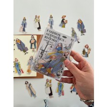 Kağıt Gemi Dükkan Shopping Expert Girls Moda Tutkunu Genç Kızlar Figürlü 20 Adet Dekoratif Sticker Seti/ Etiket/çıkartma