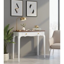 Roys Ahşap 85 cm Masif Konik Beyaz Ceviz Dresuar