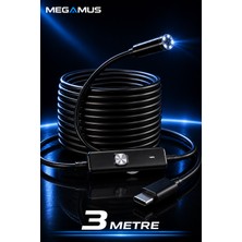 Megamus 2mp 1080P Endoskop Kamera Yılan Kamera Type-C-Micro-Usb-Otg IP67 Su Geçirmez Android ve Windows Uyumlu