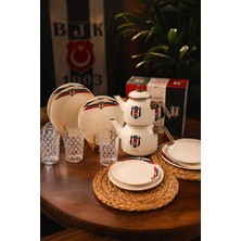 x Dekomus Lisanslı Beşiktaş 2 Kişilik Yemek Takımı Seti Çaydanlık,pasta ve Servis Tabağı,bardak