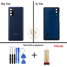Arsking Samsung S20 Fe Lacivert Arka Pil Kapağı Batarya Kapağı Lazer Kesim + Yapıştırıcı ve Vida Seti
