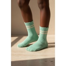 Bony Socks Şerit Desenli Açık Yeşil Çocuk Soket Çorap
