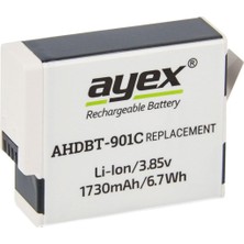 Hepta Collection Ayex AHDBT-901C Batarya, Gopro Hero 9, 10, 11, 12 Ile Uyumlu