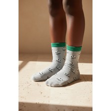 Bony Socks Şaşkın Surat Desenli Gri Çocuk Soket Çorap