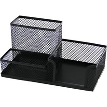 Renas Store 3 Bölmeli Metal Siyah Kalemlik - Notluk