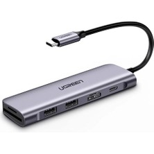 Hepta Collection Ugreen Type-C To HDMI USB 3.0 Tf Sd Pd Dönüştürücü Çok Fonksiyonlu Adaptör