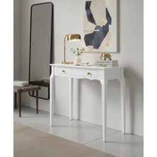 Roys Ahşap 90 cm Masif Konik Beyaz Dresuar