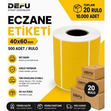 Defu 40X60 mm Sarı Eczane Etiketi 500 Lü 20 Rulo 10.000 Adet 40MM Kuka