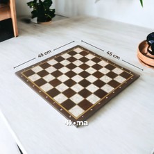 Uravas Store Ahşap Sedef Desenli Satranç ve Dama Tahtası 45X45 cm Vernikli Çizilmez Yüzey - Hobi & Eğlence