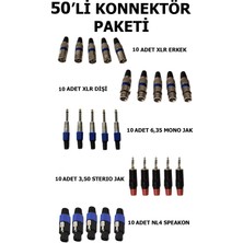 CHESTER 50 Adet  Konnektör Seti Xlr Dişi Erkek 6.35MM 3.5mm Aux Jak Nl4 Speakon