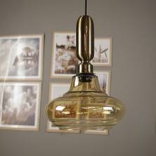 Bamyum Lumsa Cam Bal Rengi Tekli Avize Eskitme Mistik Başlık Retro Sarkıt Lamba Salon Aydınlatma