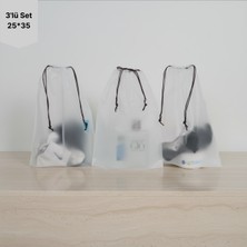 Meapuff 3lü Set 25*35CM (Medium) Su Geçirmez Büzme İpli Tatil Çantası 