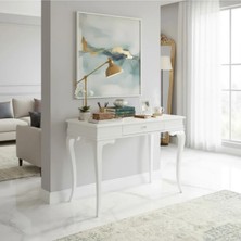 Roys Ahşap 80 cm Masif Rustik Beyaz Dresuar