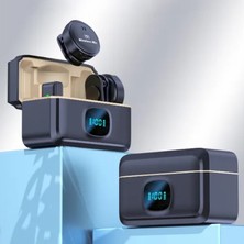 Microcase Dijital Göstergeli Şarj Kutulu Type-C Girişli Ikili Kablosuz Yaka Mikrofonu - Telefon Bilgisayar Uyumlu Vlog Canlı Yayın Mikrofon SETI-AL5820