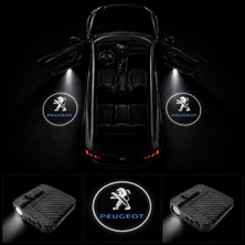 OtoÇizgi Peugeot Kapı Altı Logo Projektör LED Işığı 2\'li Set Pilli Kablosuz Kapı Karşılama Lambası