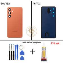 Arsking Samsung S24 Plus Turuncu Arka Pil Kapağı Batarya Kapağı Lazer Kesim + Yapıştırıcı ve Vida Seti