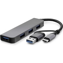 Renas Store USB Type-C 3.0 Hub 4 Port 5 Gbps Gri HDX7825
