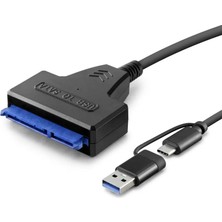 Renas Store Type-C ve USB 3.0 To Sata HDD SSD Dönüştürücü Kablo 37 cm Siyah HDX5571