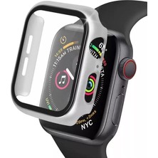 Renas Store Newface Apple Watch 41MM Camlı Kasa Ekran Koruyucu - Gümüş