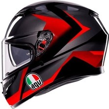 Agv K3 Mplk Striga Black Grey Red Kapalı Kask