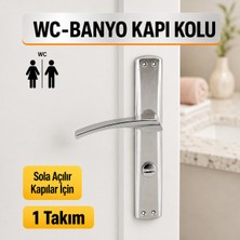 Badem10 Lavanta Wc Banyo Aynalı Kapı Kolu Nikel Inox Sola Açılır Iç Dış Wc Kapısı Kilitlenebilir (1 Takım)