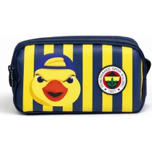 Fenerbahçe Lisanslı Çubuklu Desenli Çift Bölmeli Kalemlik - Yellow Baskılı Okul Kalem Çantası