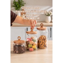 Porsima 4469 Handmade Vakum Kapaklı 3lü Cam Kavanoz Seti Vakum Kapaklı Saklama Düzenleme Kabı Seti