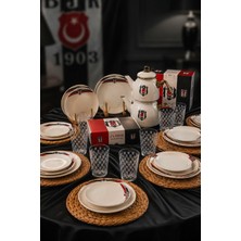 x Dekomus Lisanslı Beşiktaş 6 Kişilik Yemek Takımı Seti Çaydanlık,pasta ve Servis Tabağı,bardak