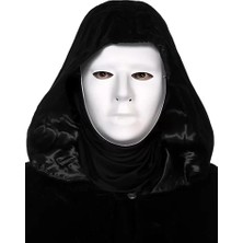Renas Store Üreticiniz Siyah Kapüşonlu 120 cm Pelerin ve Beyaz Boyanabilir Tam Yüz Maske