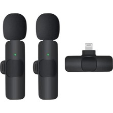 Renas Store K9 Kablosuz Yaka Mikrofonu Lightning 2’li Mini Mikrofon Youtube Tik Tok 2 Adet