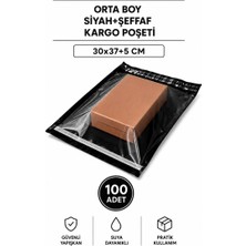 Nemere Orta Boy Siyah Şeffaf Kargo Poşeti 30X37+5 cm 100 Adet