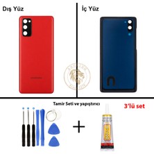 Arsking Samsung S20 Fe Kırmızı Arka Pil Kapağı Batarya Kapağı Lazer Kesim + Yapıştırıcı ve Vida Seti