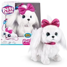 Bg Store Pets Alive Lil Paw Paw Yürüyen Köpeğim PEL14000 Interaktif Malta Cinsi Işıltılı Gözlü Pelüş Elektronik Robot Köpek Kız Çocuk Rol Yapma Evcil Hayvan Oyun Seti