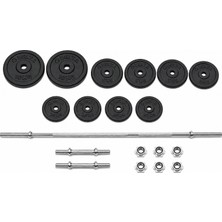 Delta 60 kg Döküm Vidalı Halter Dambıl Set 150 cm Uzun Barlı
