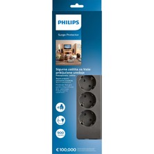 Renas Store Phılıps SPN3140A/62 4 Soket Akım Korumalı Priz 900 Joules 2mt Kablo (GRI)(1923)