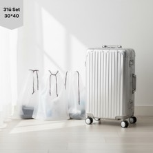 Meapuff 3lü Set 30x40cm Su Geçirmez Büzme İpli Tatil Çantası 