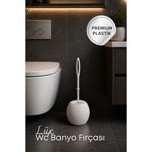 Grimor Life Beyaz Çizgi Desenli Premium Plastik Wc Tuvalet Klozet Banyo Fırçası-Beyaz