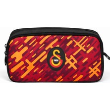 Galatasaray Lisanslı Çift Bölmeli Kalemlik - Grafik Desenli Su Itici Sarı Kırmızı Kalem Kutusu
