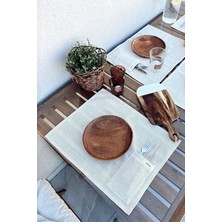 Kai Home 4lü %100 Ham Keten Kaşıklık Detaylı Amerikan Servis/ Supla